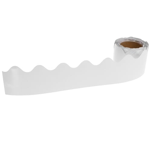 Rollo papel festoneado para aula blanca de 10M con silueta ondulada para decoracion de pared