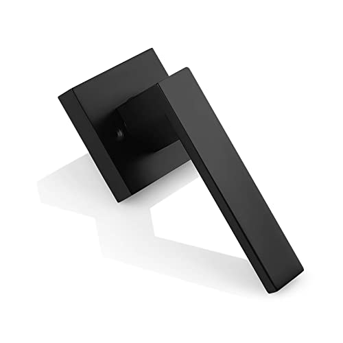 Probrico 10 Pack Dummy Door Lever,Single Sided Door Handle for Closets French Doors,Interior Square Non-Turning Doorknob Set with Black Finish,Easy Installation Pull Lever - Image 2