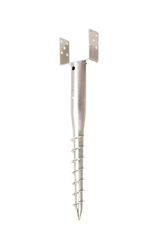 Aqbau® Supporto per pali a U da avvitare, manicotto a vite, manicotto di avvitamento, boccole a fondo da avvitare, manicotto a vite, ancoraggio a terra, picchetto, ancoraggio per pali (1, 120 mm)