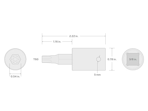 Image of TEKTON 3 /8 Inch Drive x T60 Torx Impact Bit Socket | SIB14260
