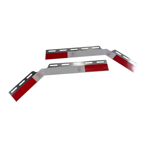 Image of Pair Angled Down Bar Type Mud Flap Hangers Complete Kit 2 Coil, 0.640 inch Square Steel Arm with Reflector Plates and Mounting Hardware for Semi Trucks Trailers