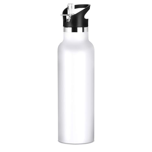 Botella de agua térmica de 591 ml para niños y niñas, color blanco