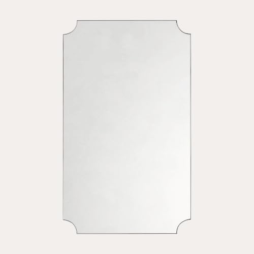 Image of TEHOME 24x40'' Chrome Scalloped Bathroom Mirrors, Silver Decorative Bathroom Vanity Mirror