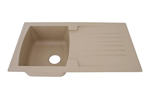 Respekta Boston Mineralitespüle in Sandbeige / 1 Becken Einbauspüle in 86 x 50 cm/Spülbecken geeignet für Unterschränke ab 45 cm Breite