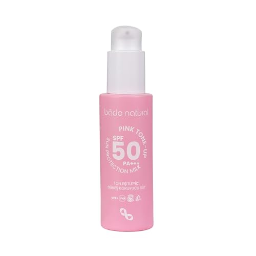 Image of Bade Natural Tone-Correcting & Brightening Pink Mineral Sunscreen Milk SPF 50 - Broad Spectrum UVA /UVB Protection with Zinc Oxide, Calamine, Aloe Vera, Panthenol & Vitamin B3 - 1.0 fl oz