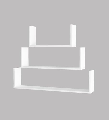 Image of Kite Multipurpose Modular Wall Racks /Shelves /Organiser /Decor Particle Board Wall Shelf (Number of Shelves - 3, White)