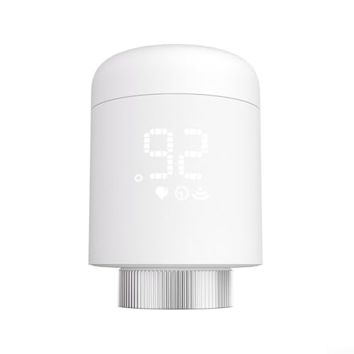 Qualoramall Válvula termostática inteligente para radiador Zigbee 3.0 termostato de calefacción controlador de temperatura con control remoto APP bloqueo infantil protección contra heladas Calibración