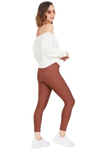 zenne.com Lare Leggings for Women - High Waisted Leggings Yoga Pants Womens Leggings Dark Rose/Small