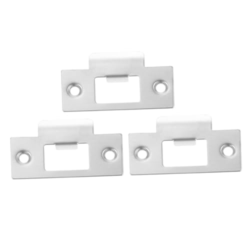 WATIIFUFU Placa de Cierre de Seguridad de Acero Inoxidable Refuerzo para Puerta Principal Tamaño Estándar Pack de 3 Piezas para Instalación Orificios y Pestillos de Puertas de Entrada y