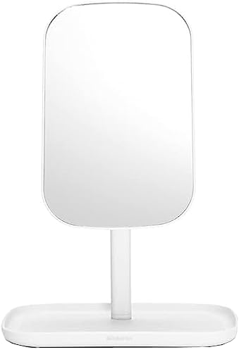 Espejo de tocador ajustable Brabantia Renew 360° con bandeja blanca