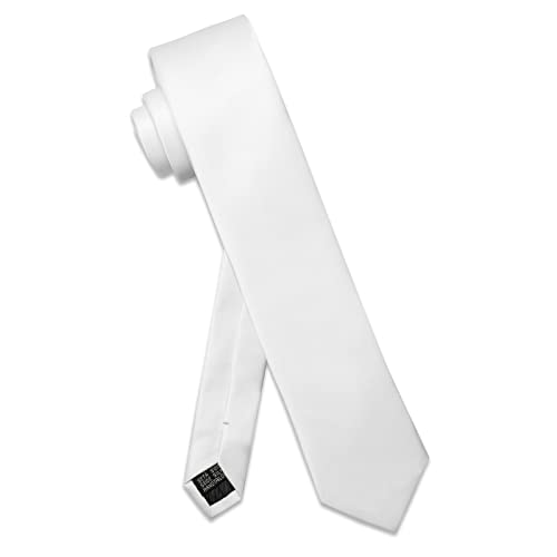 Image of YourTies Skinny Ties for Men Satin 2.4 inch Slim Necktie with Pocket Square Tie Clip Set Solid Color Wedding Party Business