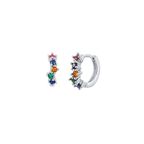 Boucles d'oreilles créoles en argent sterling 925 et zircons colorés pour femme