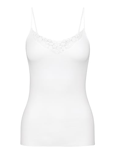 Lace Tank Tops for Women – 100% Cotton Camisole Top with Adjustable Straps, White Lacey Cami with St. Gallen Lace Trim2