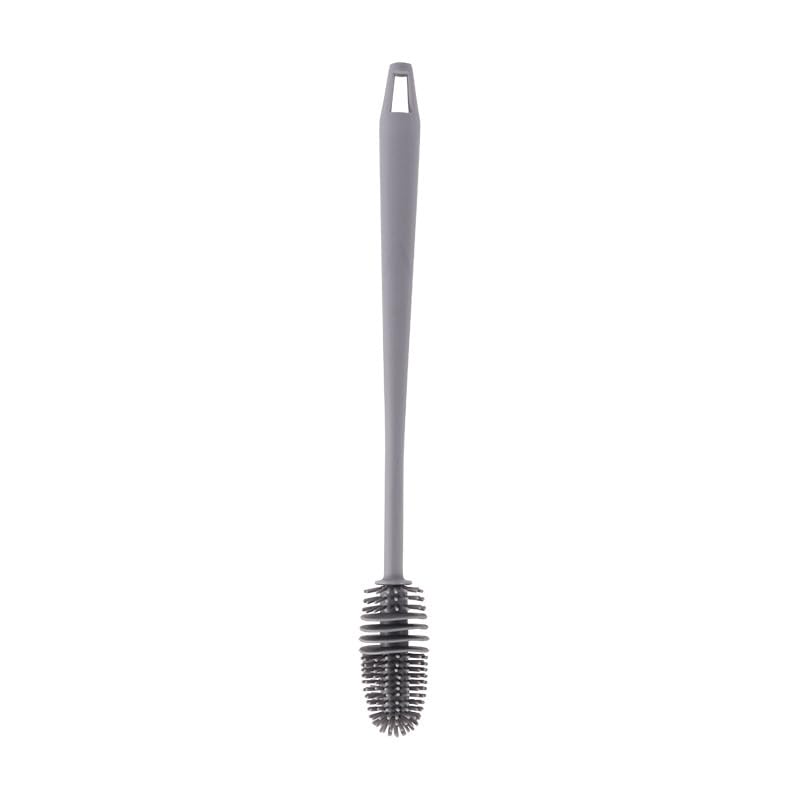 Lot De 3 Brosses à Bouteilles Longue Tige 29 Cm - Soies Silicone Douces - Couleurs : Gris, Bleu, Rose