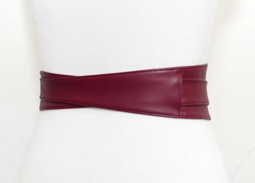 Chalkfactory Women Obi Belt Genuine lambskin Leather Fashion Wrap Around Wide Waistband Knotted Belt for Dress (Sliced, Brown, Medium - 29
