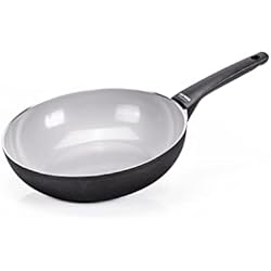 Moneta Sartén de Wok Futura, de 28 cm, Revestimiento Natural Finegres, También para Cocinas de Inducción, Fabricada en Italia