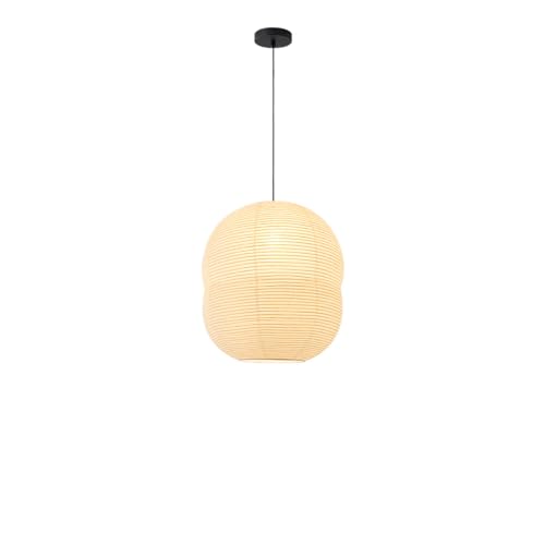 Handmade Double-Yolk Exuan Paper Light Japanese Wabi-Sabi Style Iron Chandeliers 15.55In E26 Hanging Lamp Tea Room Guesthouse Entrance Decorative Lighting Fixture