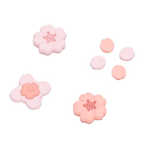 GeekShare Silicone Cross D-Pad Button Caps Set Cute Joystick Cover – ABXY Key Buttons Sticker Compatible with Nintendo Switch/OLED Joy Con – Sakura