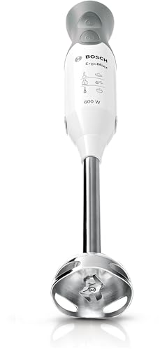 Bosch Frullatore a Immersione MSM66120, 600W, Impugnatura Ergonomica, Piede in Acciaio Inox, Lama a 4 ali Acciaio Inox, Velocità Variabile, Accessorio Tritatutto Incluso, Bicchiere Graduato, Bianco - immagine 3