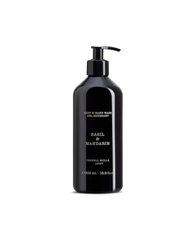 Garden Center Shop | Cerería Mollá 1899 | Jabón Corporal Basil & Mandarin 500 mL | Gel de baño natural | Aroma cítrico y herbal | Hidratante y revitalizante