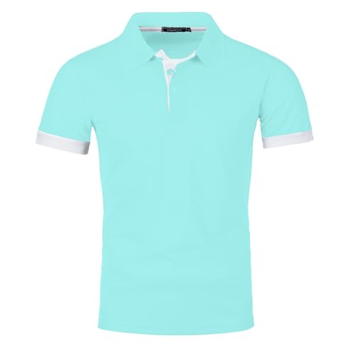 Mens Polo Shirts Summer Short Sleeve Classic Collared Golf Shirt Lapel Button Business Work Tops2