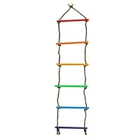 CHEOTIME \u200BColorful Camping Rope Ladder for Kids,Climbing Ladder Hanging Slackline Ladder for Indoor Play Set and Outdoor Tree House, Playground Obstacles Swing Ropeladder