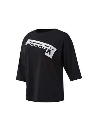 T-Shirt Reebok Wor Myt Graphic Tee Femme XS Noir au Tissu Respirant et Leger