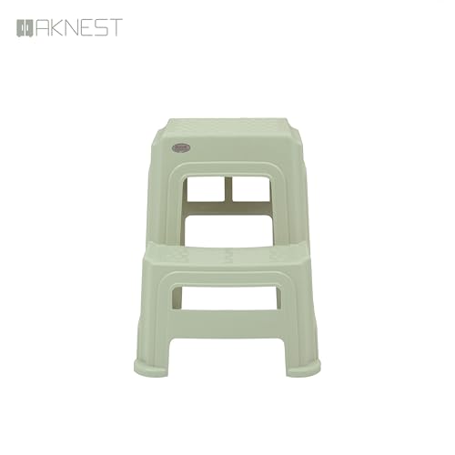 Image of Oaknest Supreme Multipurpose Plastic 2-Step Stool for Kids & Adults - Anti-Slip Lightweight Stepping Stool for Kitchen, Bathroom & Home - Frosty Green, 4 Piece