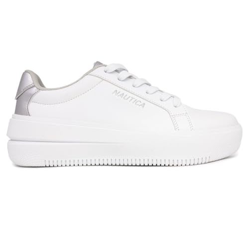 Image of Nautica Platform Sneakers for Womens Fashion Trendy Shoes White Casual Sneaker Thick Sole Everyday Walking Shoes