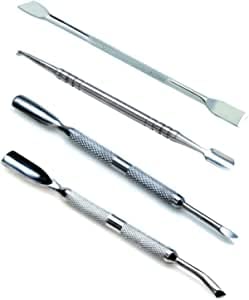 Nail Cuticle Pusher Set/Scrape Nail Technician Accessories Nail Care Kit 4 Stainless Steel Manicure Tools Pushers, Trimmer Cutters