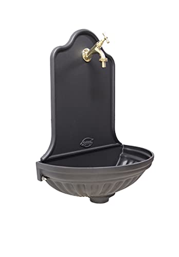 FONDERIA BONGIOVANNI Wandbrunnen, Modell Barcelona, für Haus, Garten, mit Wasserhahn aus Messing, Finish wählbar (glänzend)