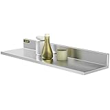 VEVOR Stainless Steel Shelf, Wall Mounted Floating Shelving with Brackets, Commercial Shelves, Heavy Duty Storage Rack for Restaurant, Kitchen, Bar, Home, and Hotel