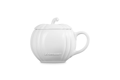 Image of Le Creuset Stoneware Pumpkin Mug with Lid, 14 oz., White
