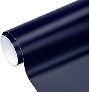 Image of WISDOM Matte Navy Blue Vinyl Wrap Sheet for Car & Bike Self Adheisve Vinyl Wrap Sticker and Decal Roll Film (24x120 Inches, Navy Blue)