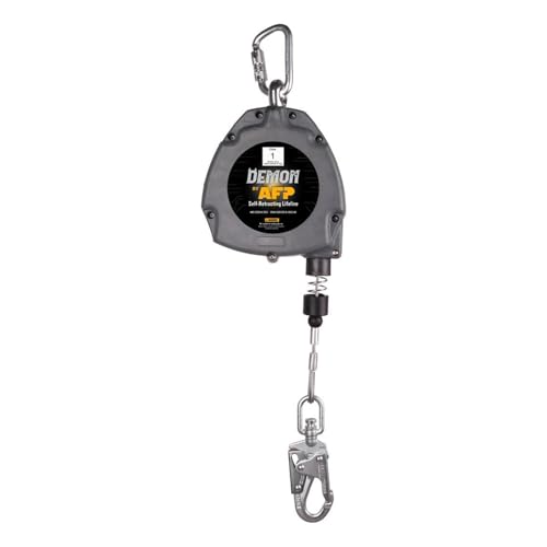 AFP Demon 50 FT Single Leg Self-Retracting Lifeline Cable Retractable | Steel Locking Snap Hook | Safety Yoyo | Fall Protection Arrest Limiter | Construction Industrial | OSHA & ANSI Rated SRL