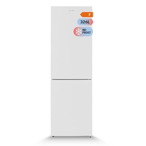 UNIVERSALBLUE Frigorífico Combi No Frost Blanco - Volumen 326 litros - Altura 185cm - F - Puerta Reversible - Accesorios Incluidos - Modos Summer y Super Freeze - Envío y Subida Gratis