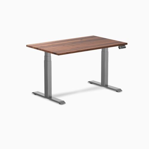 Image of Desky Dual Hardwood Sit Stand Desk Walnut 48 inch Space Gray