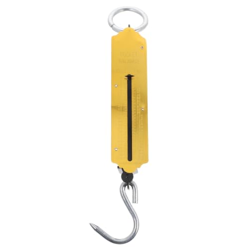 USHOBE Báscula Portátil Colgante Dorada para Equipaje con Gancho, Capacidad de 100kg, Material Metálico, Diseño Resistente y Precisa para Uso en Exteriores y Agricultura