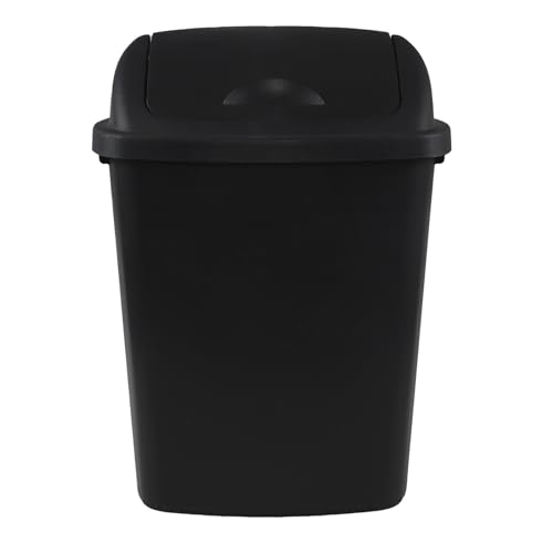 Caneca de basura rectangular negra con tapa basculante 7 galones x4 miniatura 3