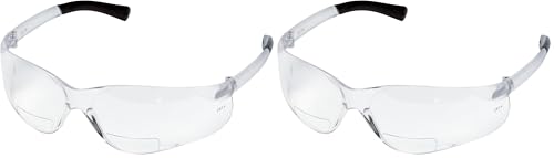 Image of Crews BKH10 BearKat Magnifier Polycarbonate 1.0 Diopter Clear Lens Safety Glasses with Non-Slip Hybrid Black Temple Sleeve, 1 Pair (Pack of 2)