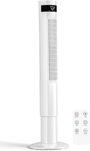 Image of Antarctic Star 41inch Portable Tower Fan Electric Oscillating Fan Quiet Remote Control Bladeless Floor Fan 3 Wind Mode 12H Timer Bedroom Office White