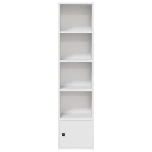 Estantería blanca de 5 compartimentos y madera para salón 5