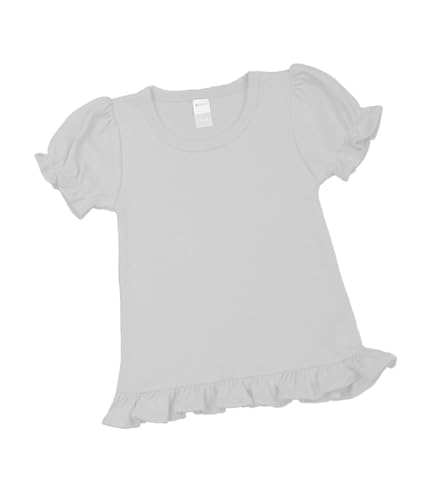 Image of Monag Kids Toddler Girls Short Sleeve Ruffle Tshirt, Blank Girls Ruffle Top, Solid Ruffle Shirts