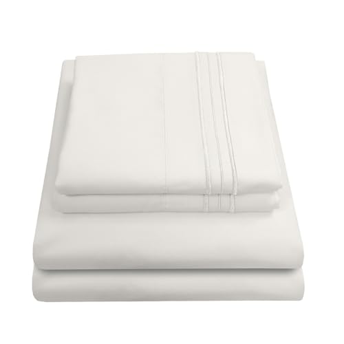 1800 Thread Count Egyptian Microfiber Sheet Set, King, Ivory