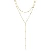 Foxgirl Lariat Gold Necklace for Women, Dainty Long Necklace 14k Gold Plated/Silver Y-Shaped Pendant Necklace Trendy Layered Cz Beaded Chain Drop Necklaces Simple Gold Jewelry For Women Gift