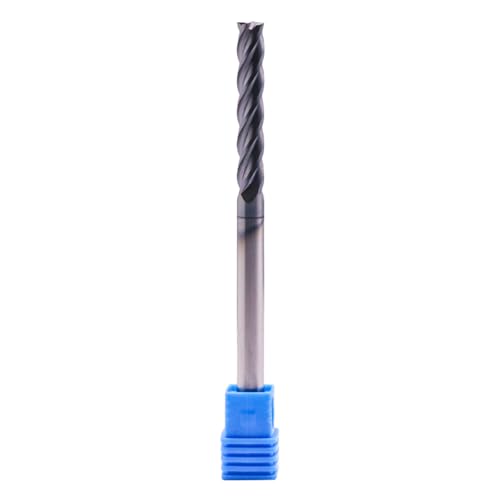 Image of 1 /4 inch 4 Flute Solid Carbide Long Square End Mill, 4 inch OAL, AlTiN Coated | 35 Helix, 1 /4 inch Cutting Dia, 1 /4 inch Shank Dia, 1-1 /2 inch LOC, for Milling Alloy Steel, Carbon Steel, Cast Iron, Copper