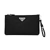 Prada Black Tessuto Nylon Pouch Case Clutch w Silver Prada Logo 1NH545, Small