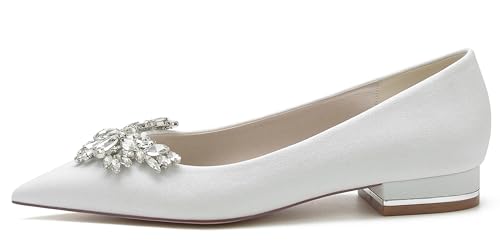 Hanfike Girls Women Wedding Flats Slip-on Lace Comfortable Evening Prom Shoes with Bows JY2592