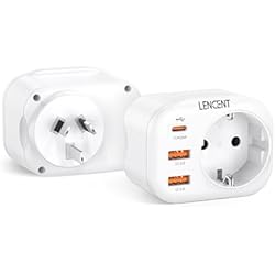 LENCENT 2X Adaptador Enchufe Australia, Adaptador China Viaje con Carga Rápida QC3.0+PD20W, Europa España Portugal 2-Pin a 3-Pin AU para Australia, China, Nueva Zelanda, Argentina, Tipo I