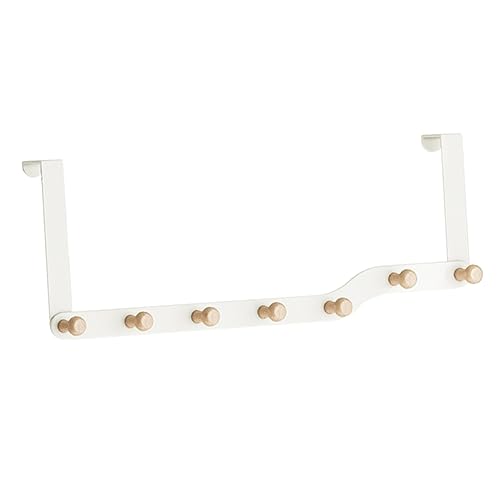 ULTECHNOVO Door Storage Hook Door Hanger Hook for Hats Door Hanger Hook for Bags Sundries Storage Hanger Punch Hook Over The Drawer Hook Towel Holder for Bathroom Door Beech White